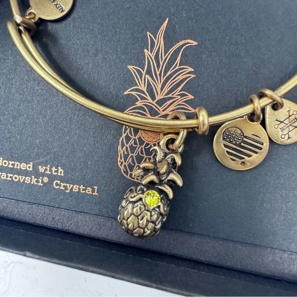 New in box! Alex and Ani Pineapple charm bangle with Swarovski crystal